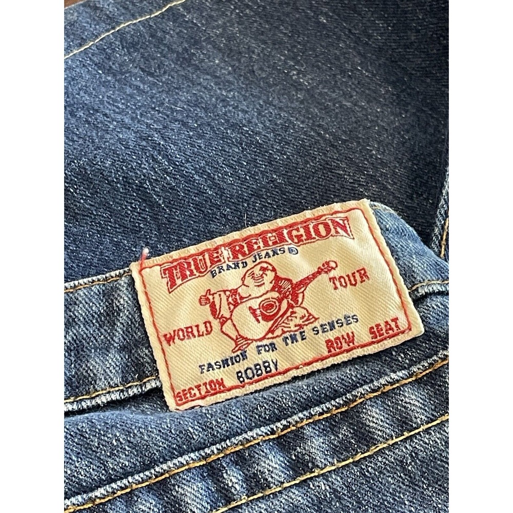 Vintage True Religion Bobby jeans Denim 28 Bootcut USA Ultra Low Rise Distressed - Picture 7 of 10
